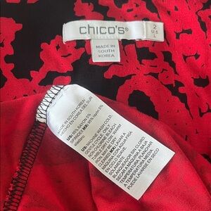 Chico's Red and Black Floral Top